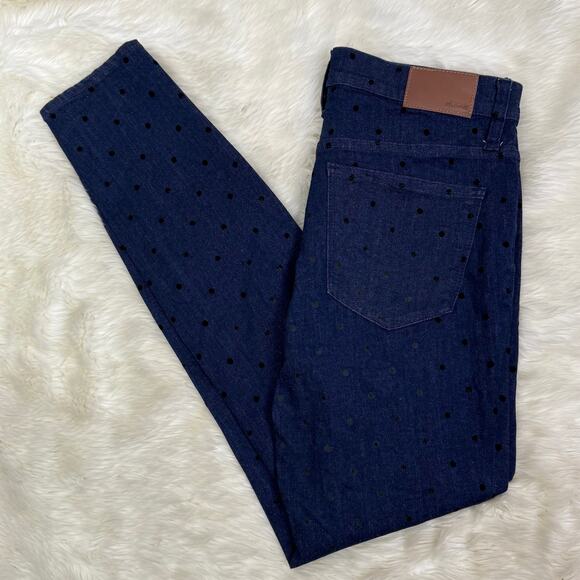 5 for $25| Madewell 9" Mid-Rise Skinny Jeans Flocked Dots Edition Size 28 NWOT - Picture 1 of 12